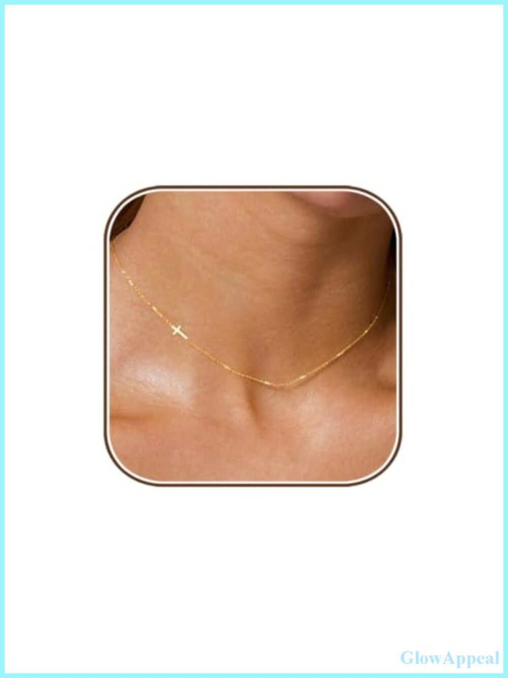 14K Gold Plated Sideways Cross Pendant Necklace for Women